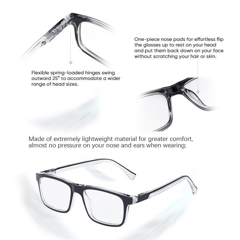 Missfive Premium Reading Glasses for Men, 4 Pack Unbreakable Blue