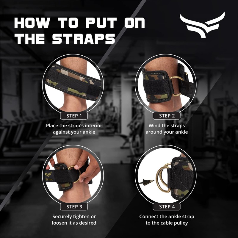 XTRIM Durafit Unisex Stylish Ankle Straps with Metal D-Rings for