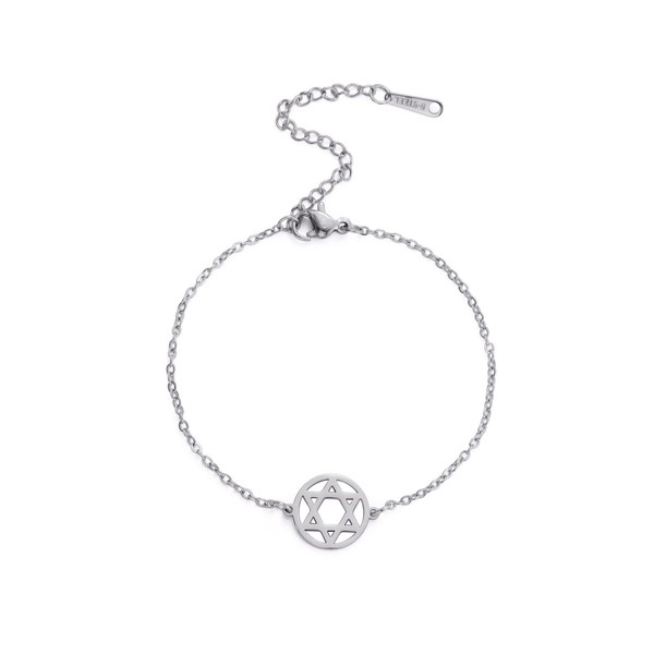 Dreamtimes Star of David Bracelet Stainless Steel Hexagram Pendant Jewish