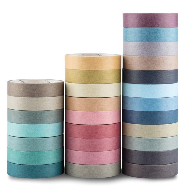 YUBBAEX Washi Tape Set 28 Rotoli Nastro Adesivo colorato colorato Decorativo per Forniture Artigianali Fai da Te e Decorazioni