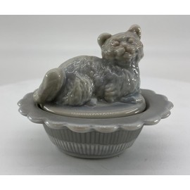 Salt Cellar/Dip - Mini Cat/Kitten - American Made - Mosser Glass USA (Marble)