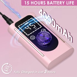 ANBEISTEE Professional Rechargeable 45000 RPM Nail Drill, Touch Screen Control, 15+h Battery Life Portable Electric Nail File Kit for Manicure/Pedicure/Shaping/Carving/Polishing, Pink