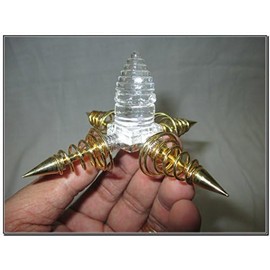 Jet International Women's Exquisite Shree Yantra Pyramid Energy Generator Brass Copper Coil Aluminium Steel Conical Points Healing Reiki Sacred Gift Pyramid Generator Crystal Pencil Point Programmable