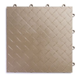 RaceDeck Diamond Plate Design, Durable Interlocking Modular Garage Flooring Tile (24 Pack), Beige