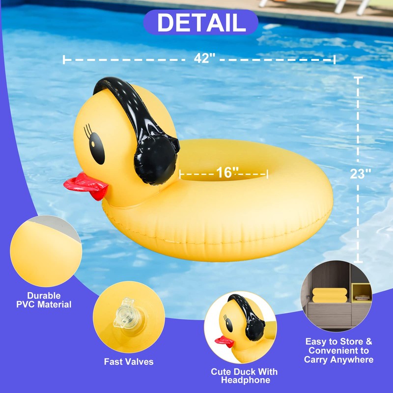 DeeprBetter Inflatable Duck Pool Float with Lights, Solar Pool Inflatables