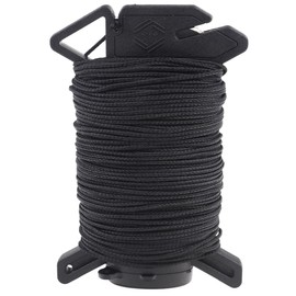 Atwood Rope Ready Rope™ Micro Cord Dispenser 125ft 100lb Test, Camping Gear Survival Tool, Built in Storage, Cutting Blade, Cord Grip, Gear Loop, Made in USA (Black)