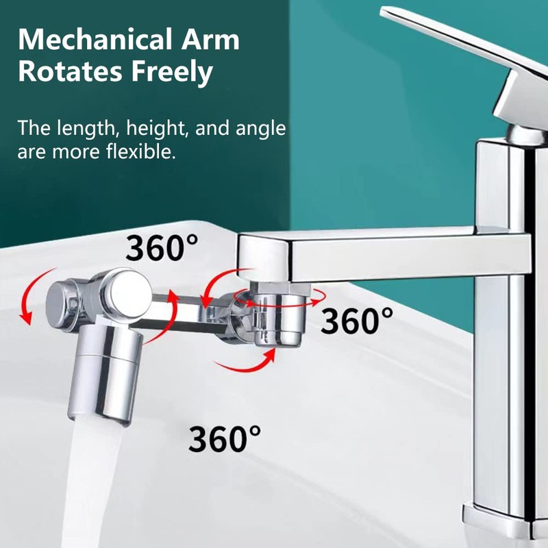 1080° Chrome Rotatable Faucet Extender Aerator w/Nozzle Adapters Swivel Sink