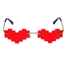 SDKZBFC Rimless Heart Sunglasses，Cute Irregularly Fashions UV400 Protection Heart Shaped Sunglasses Vintage Party Glasses Red