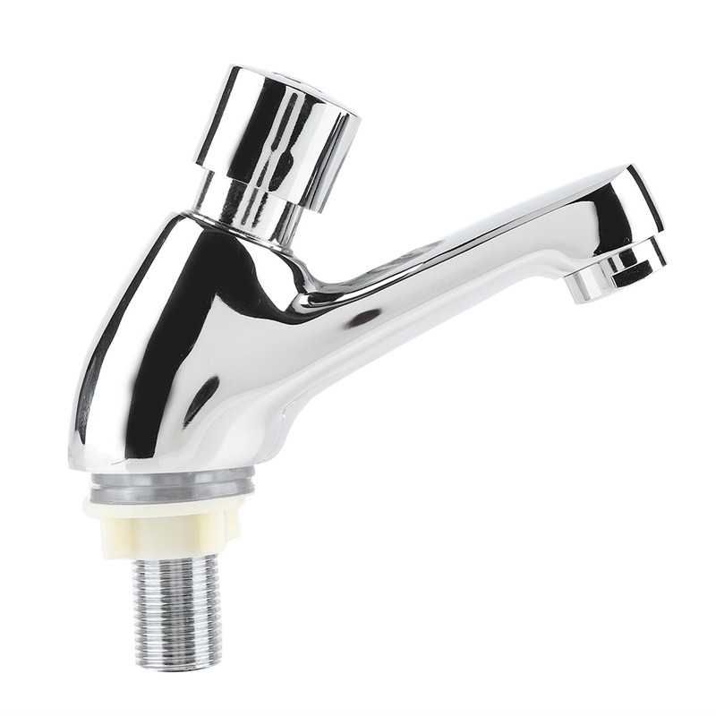 Public Ktchen Bathroom Chrome Plated Self Closing Water Saving Time