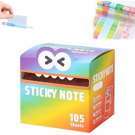 Cute Monster Pattern Sticky Note, 105pcs/Box Funny Pastel Animal Post It Notes, Easy Post Memo Pads, Small to Do List, Office School Tab Supplies (Rainbow Colors)