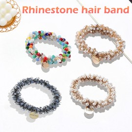 Zvorgath 4-Pack Pearl Hair Ties - Crystal Hair Scrunchies, Elegant Hair Accessories for Women, Fashionable Hair Bands for Daily Use or Special Events