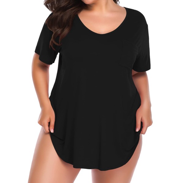 BELAROI Women Plus Size V-Neck Tunic Top Loose T Shirt