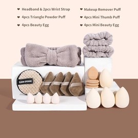 MAANGE Set de Esponjas para Polvos 20 Herramientas de Maquillaje Esponjas Triangulares de Maquillaje de Terciopelo para Polvos Sueltos Base Húmedo y S