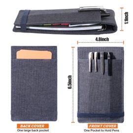 Plinyvel Notebook Cover for Rocketbook Mini & Field Notes Top Spiral (3.5"x5.5") - Durable Waterproof Case with Pen Holder & Card Slot, Power User Productivity Kit (Blue)