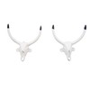 Decorative Cast Iron Bull Horns Wall Decor, 6 Inch, White,