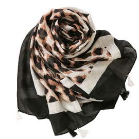 FAIRYGATE Leopard Print Scarf Women's Scarves & Wraps UK Lightweight Ladies Leopard Print Shawl Black 59011