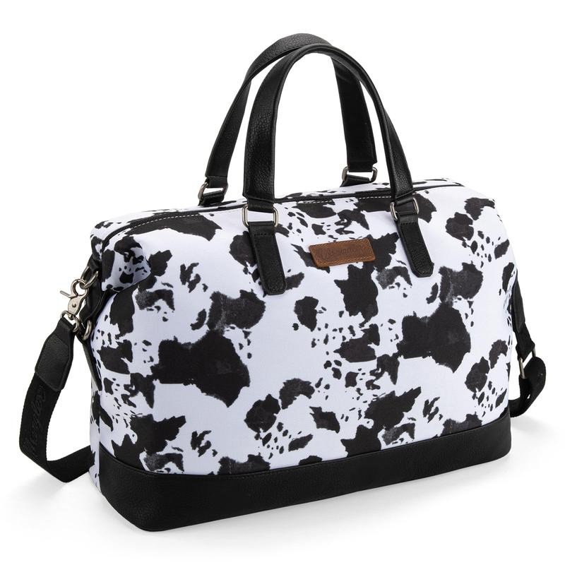 Wrangler Travel Duffle Bag for Women Oversized Cow Print Weekender