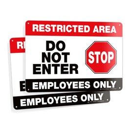 iSYFIX Restricted Area Sign – 2 Pack 10x7 Inch – Do Not Enter, Employees Only Signs, 40 mil Thick Polystyrene Plastic, Laminated for Ultimate UV, Scratch, and Fade Resistance, Waterproof, In & Outdoor