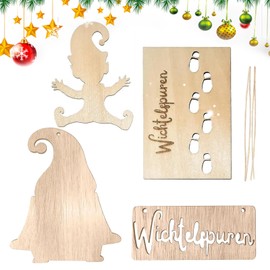 4 Pieces Gnome Shape, Gnome Footprint Mold, Gnome Footprint Shape, Christmas Accessories Set, Wooden Window, Floor, Wall Decor