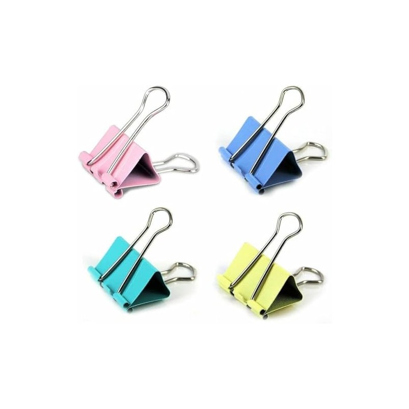 Assorted Colour Foldback Clips Paper Binder Clamps Clips Colour for