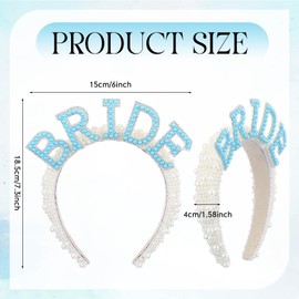 Suncalla Blue Pearl Bride Headband Bride to Be Gift Blue Pearl Hairband for Bridal Shower Wedding Engagement Bachelorette Party Gift