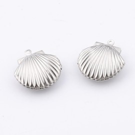 HugeDE 4 Pcs Stainless Steel Shell Photo Locket Pendants