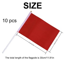 Handheld Flag, Mini Flag, Mini Hand Flag, Stick Flag, Hand Held Small Flag, Empty Flag, for Sports Events, Celebrations, Party, 14 x 21 cm, Red, Pack of 10