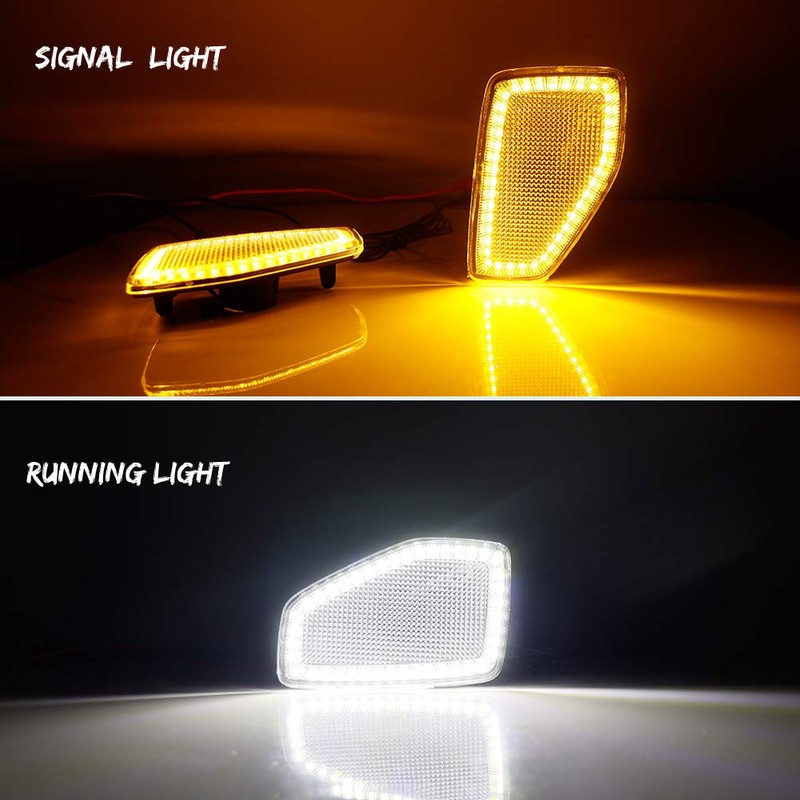 KENRTIR Clear Lens Dual Color Amber/White Front Fender Side Marker
