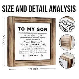 Gift to Son from Dad, Inspirational Decor Sign, Decorative Plaque Box Sign, Meaningful Saying Sign Gift for Son, Son Graduation Gift, Adult Birthday Gift for Son from Dad, Son Christmas Gift