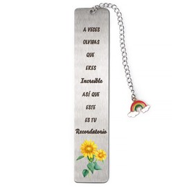 Spanish Bookmark Metal with Gift Box Engraved Silver Lettering Bookmark with Saying Gift for Girlfriend Colleague Teacher Friends Students Gift Idea Party Bag