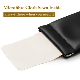 MEIBOOCH Squeeze Top Sunglass Case, New Organosilicon Soft Leather Eyeglass Glass Case Travel Large Sunglasses Pouch (No phrase printed, Black)