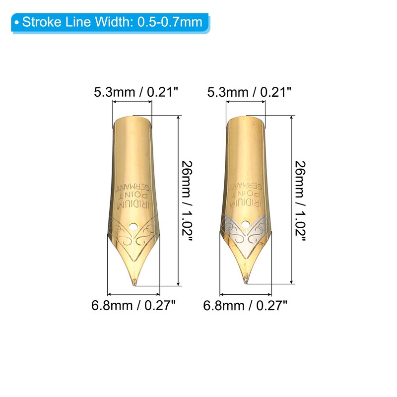 PATIKIL 0.5-0.7mm Line Width Fountain Pen Nib Replacement, 10 Pack