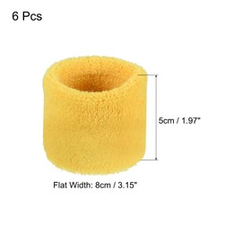 PATIKIL 6PCS 8x5cm Sport Wristbands Cotton Terry Cloth Absorbent Sweatband for Tennis, Baseball, Exercise, Athletic Running, Yellow