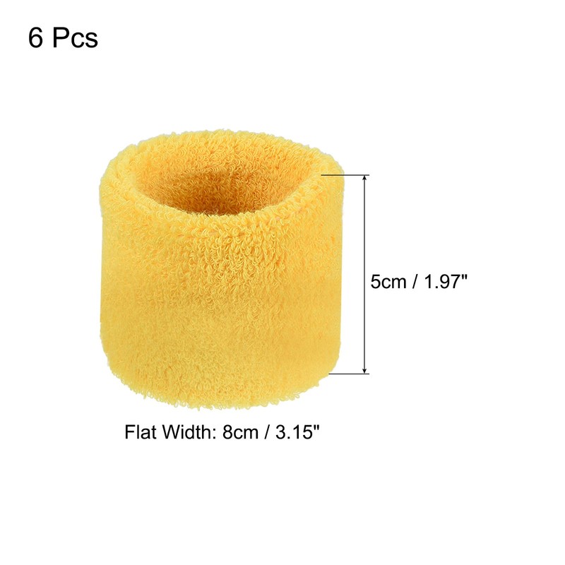 PATIKIL 6PCS 8x5cm Sport Wristbands Cotton Terry Cloth Absorbent Sweatband
