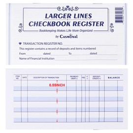 Larger Lines 20 Pack Checkbook Register, Check Registers for Personal Use, Blank Ledger Transaction Registers for Personal or Business Banking, Check Register Book Easy to Read, 24/25/26 Calendars