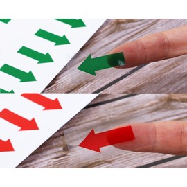 Mini Skater 200pcs Directional Arrow Stickers PVC Marking Sign Tape Label for Seal Fixing Removable Adhesive Decal Instructions Sticker Waterproof Arrow Sign,10mm Non-Sticky at The End (Green+Red)