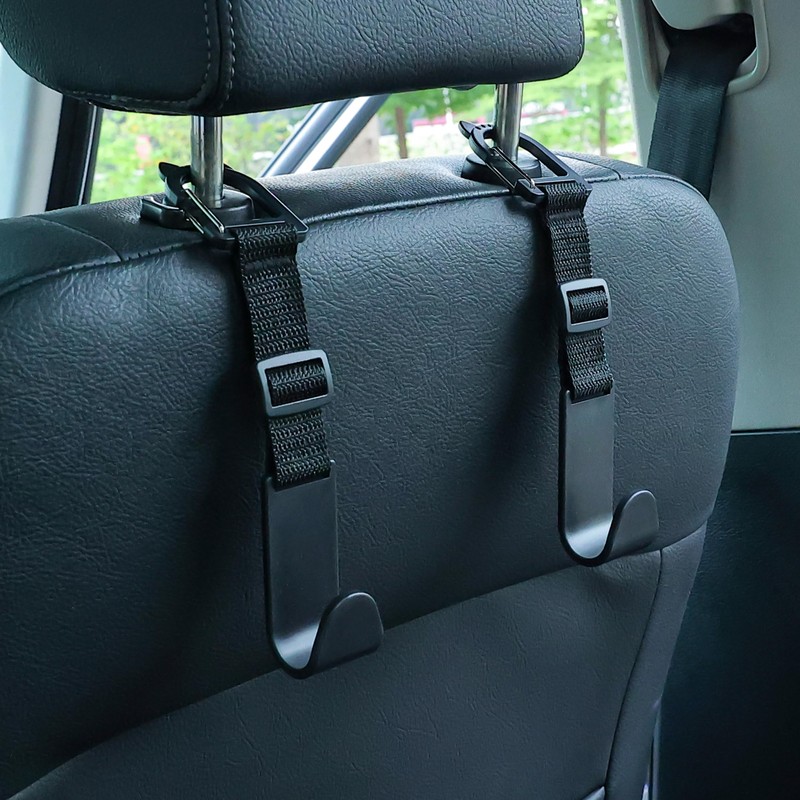 Amooca Car Headrest Hooks 4 Pack Adjustable Universal Fit Auto