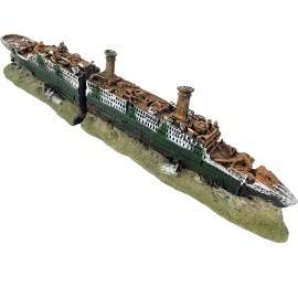GOLOMOZ Aquarium Titanic Shipwreck Ornament - Decor Cave for Fish Tank, Sunke...