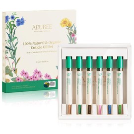 APUREE Nail Care Organic Cuticle Oil Set: 100% Pure (6 Pack) | Hydrates Dry Cuticles & Nails Growth | USDA Certified & Cold Press Formula (Hexanfree) | Manicure Prep Care | All Skin Types | Vegan