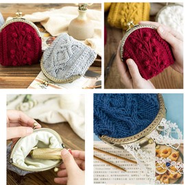 Kiss Clasp Lock Retro Metal Purse Frames Half Round Bead Embossed Coin Bag Frame for Purse Making DIY Sewing Craft Projects 10 Pieces (Bronze)