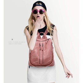 Segater® Women Backpack 2-Way Convertible Shoulder Bags Fashion Leather Purse Ladies Travel College Bag Backpack Handbags, pink, backpack handbags