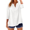 LOMON Womens 3/4 Sleeve Button Down Shirts Cotton Linen Roll