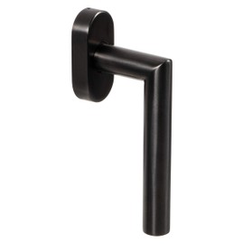 Gedotec Window Handle Stainless Steel Window Olive L Shape on Oval Rosette | Tilt Grid Olive without Lock Cylinder | Stainless Steel PVD Black Matt Brushed | 1 Piece - Window Fitting Silver with Grid