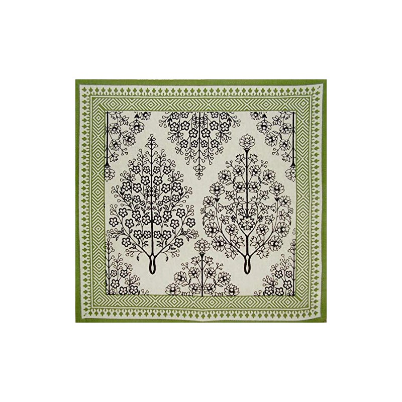 French Floral Print Cotton Napkin 17" x 17" Olive &