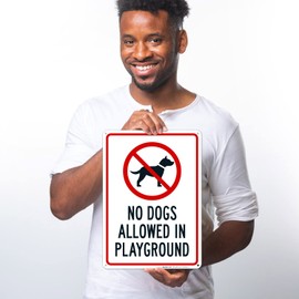 Sigo Signs, No Dog Allowed in Playground Sign, 10x14 Inches, Rust Free .040 Aluminum, Fade Resistant, Made in USA
