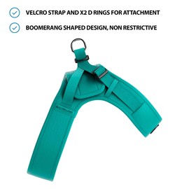 BullyBillows Boomerang Harness | Non-Restrictive Lightweight Dog Harness | Simple To Take Slip On & Off | Premium Quality Dog Harness With Hook and Loop Strap | Teal Medium