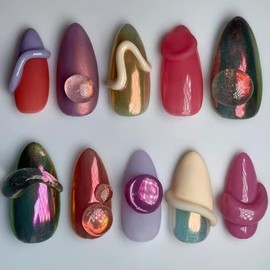 MAGLFELL MAGLFELL Handmade Nails Press On Nails Almond Art False Nails Women's Nails Kit