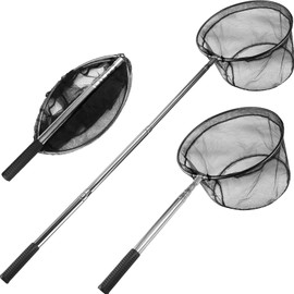 Yeahmart Fishing Net Minnow Nets with Aluminum Collapsible Telescopic Fishing Pole Handle and Nylon Mesh, Fishing Landing Net for Saltwater Freshwater, Extends to 61.4 inch (4 Sectional Handle-Round)