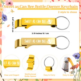 Sintuff 50 Sets Bee Baby Shower Party Favors Sweet as Can Honey Bee Bottle Opener Keychain Organza Bags Thank You Tags Rope Gender Revel Baby Shower Return Gifts for Guests