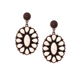 MINACHI Vintage Bohemian Created White Turquoise Dangle Drop Earrings, Boho Summer Jewelry Gift for Women (4)